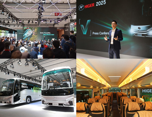 New V electric coaches unveiled by HIGER in Belgium